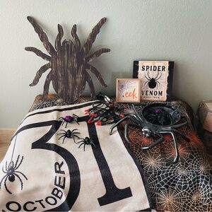 Lot of Halloween Spider Decorations